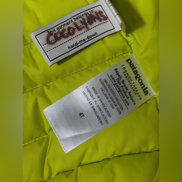 Patagonia Toddler Purple & Lime Green Puffer Vest - Picture 4 of 6